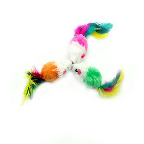 Bobury 10pcs ratón en forma de colores pluma cola decoración juguetes para gatos al azar