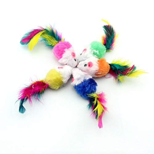 Bobury 10pcs ratón en forma de colores pluma cola decoración juguetes para gatos al azar