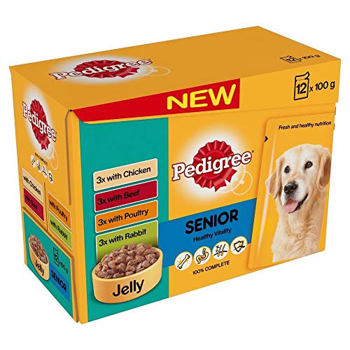 Bolsa de Pedigree con vitalidad saludable en Jelly Senior para comida de perro, 12 unidades de 100 g