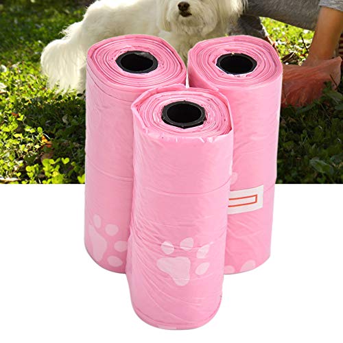 Bolsas para caca de desechos de mascotas, 20 rollos Bolsa para el corazón de limpieza de basura Bolsa para recoger caca de basura para perros y gatos Bolsa de recogida de basura(Rosado)