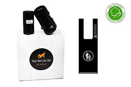 bolsas para excrementos de perro con asa, biodegradable, sin olores, resistente al desgarro, sin fragancia, negro, 300 piezas + dispensador