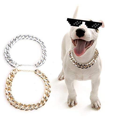 Bongles Collar De Plástico Cadena del Perro del Gato del Animal Doméstico Collar De Oro Collar Pequeña Mediana Grande Chihuahua Perro Grises Francés