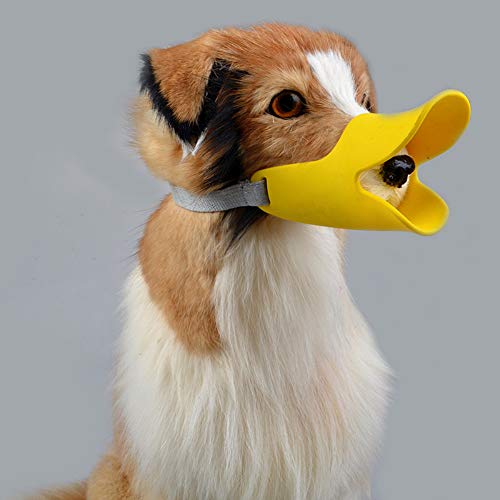 Bozales para perros Piel de bozal de perro antirreflejante ajustable, máscara de bozales de seguridad para mascotas, transpirable, para morder y ladrar de color   amarillo, (circunferencia media