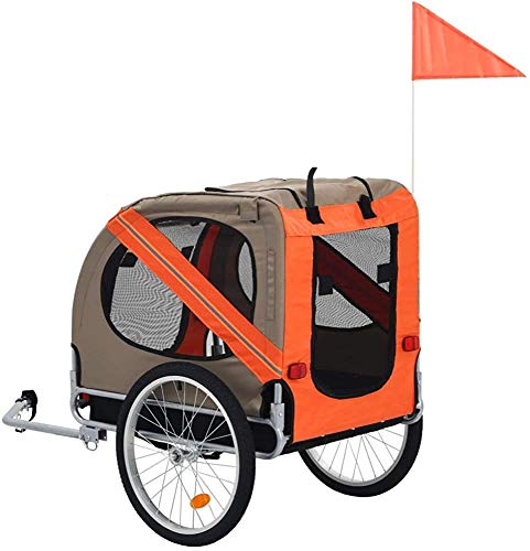 BYJY Mascota de Bicicletas Remolque 2 en 1 niño Perros Cochecito de Paseo y vehículos,Brown