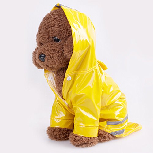 Chaqueta Impermeable para Perro UEETEK Chubasquero para Perro de Mascota con Banda Reflectante (Amarillo) size M