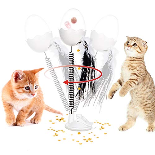 CHOKMAX Juguete de Plumas de Gato, 2020, dispensador Interactivo de Alimentos, Vaso con luz LED, Smart IQ Kitty Chaser, Juguete Divertido para Gatos de Interior