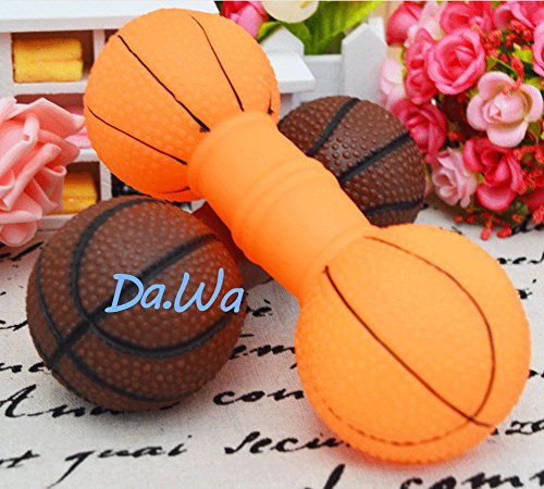 Da. WA 1 pcs creativo diseño de mancuernas de baloncesto sonido juguete de goma perro para morder/jugar Toy Suministros para mascotas (color al azar)