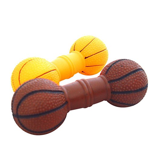 Da. WA 1 pcs creativo diseño de mancuernas de baloncesto sonido juguete de goma perro para morder/jugar Toy Suministros para mascotas (color al azar)