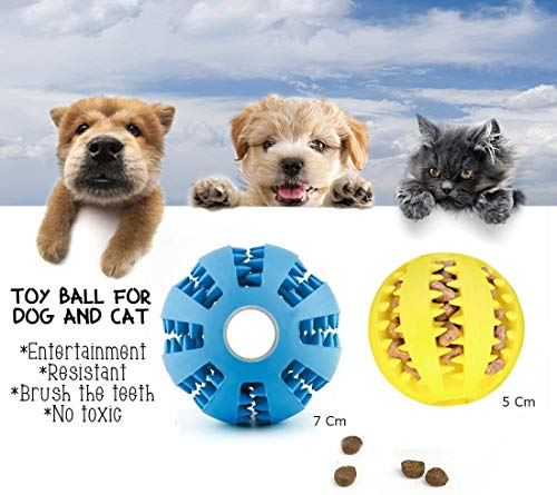 Dapo Juguetes para Perros, Pelota para Perros de mordida interactiva ecológica, Squeeze Pet Ball, Juguete para Perros de mordida, Training Pet, Bite Pet Toy (7cm Azul y 5cm Amarilla)