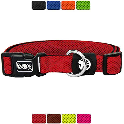 DDOXX Collar Perro Air Mesh, Ajustable, Acolchado | Diferentes Colores & Tamaños | para Perros Pequeño, Mediano y Grande | Collares Accesorios Gato Cachorro | Rojo, XS