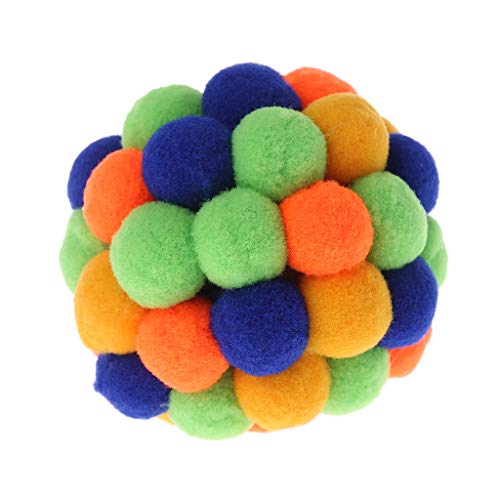 Dedepeng - Pelotas de perro lanzador de pelotas para perros, juguete colorido, hecho a mano, campanas, bola de hierba gatera integrada, juguete interactivo para rascar (Bola, M: 6 cm)