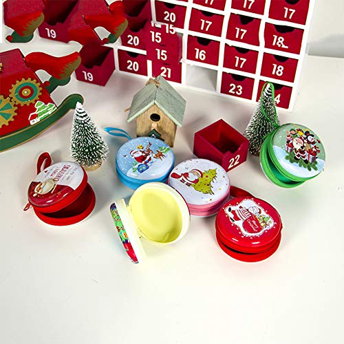 DishyKooker Cute Cartoon Round Candy Coin Box Merry Christmas Santa Earphone Storage Bag D Viejo Rojo casa