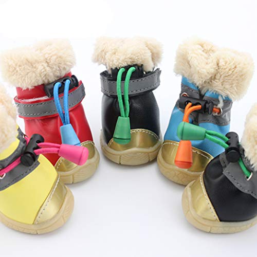Donad Zapatos para Perros de Invierno para Invierno Correa de Reflejo Ajustable Impermeable Cálido Protector Antideslizante para Patas Calcetines para Perros Zapatillas de Deporte