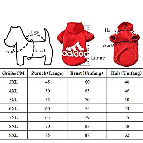 Eastlion Adidog Perros cálido Sudaderas Abrigo Ropa Jersey Mascotas Cachorros – Camiseta
