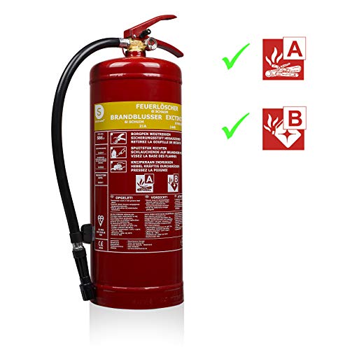 Extintor de incendios Smartwares SB6NL – Espuma– 6 kg – Clase incendio AB – Incluye soporte de montaje