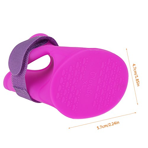 Fdit 4Pcs Lluvia Zapatos Perro Mascota de Silicona Impermeable Antideslizante Zapatos de Lluvia de Protección para Perros Pequeños Animales(L púrpura)