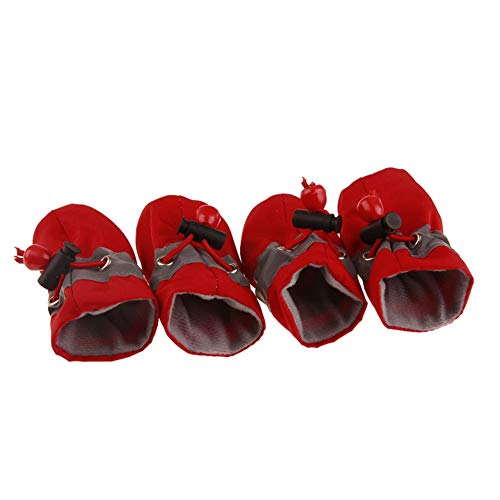 Feidaeu Zapatos de Perro Impermeables de Invierno 4 Unids/Set Mascotas Lluvia Botines de Nieve Zapatos de Goma Antideslizantes para Perros pequeños Cachorros Calzado