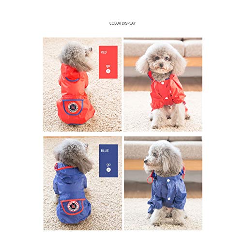 Fengkuo Impermeable para Perros Ropa para Perros Perro pequeño Perro Mediano Granada Impermeable Rojo Muelle Azul S/M (Color : Pomegranate Red, Size : S)