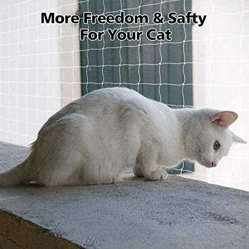 Focuspet Red de Proteccióno para Gatos, 3 X 8M Red de Seguridad Animales para Balcones y Ventana Red de Grilla de Protección Transparente Se Puede Cortar