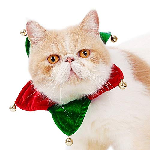 FSDFASS Decoración para Navidad Collar de Gato navideño,Regalo para Perros pequeños, Productos de Suministros para Mascotas con Campanas para Collares de Gatitos, como se Muestra