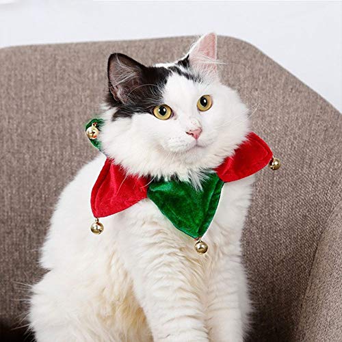FSDFASS Decoración para Navidad Collar de Gato navideño,Regalo para Perros pequeños, Productos de Suministros para Mascotas con Campanas para Collares de Gatitos, como se Muestra