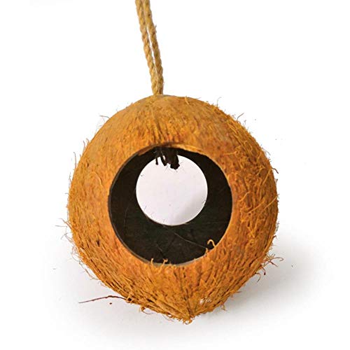 FUYIO Pet Bird Hanging Coconut Shell Nest 2 Way Tunnel   Parrot Resistente a Las mordidas Perca Hideout Cave Fashion Birdhouse