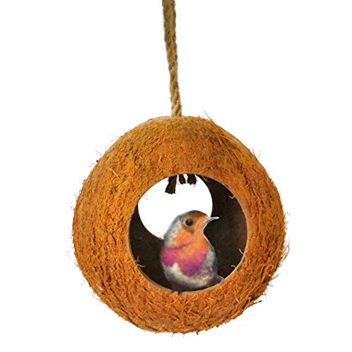 FUYIO Pet Bird Hanging Coconut Shell Nest 2 Way Tunnel   Parrot Resistente a Las mordidas Perca Hideout Cave Fashion Birdhouse