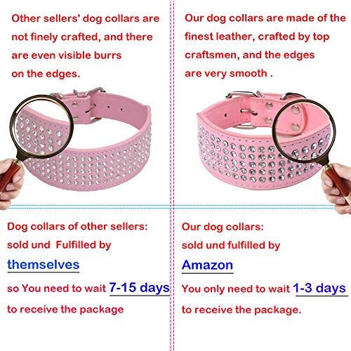 Glittel Collares de Perros de Cuero Grandes Mediano pequeños Cuello Ajustable con Colgante número DIY 8 Colores 5 tamaños