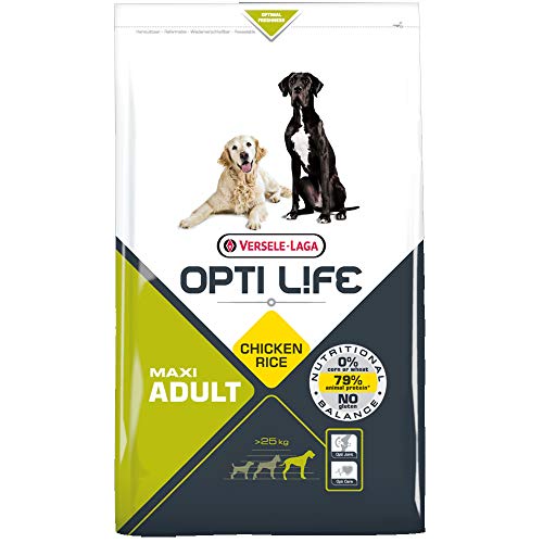 Global Pienso para Perros OPTI Life Adult Maxi con Pollo y arroz | Pienso para Perros de Raza Grande Versele Laga | Comida para Perros 12,5 kgs