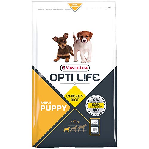 Global Pienso para Perros OPTI Life Puppy Mini con Pollo y arroz | Pienso para Cachorros de Raza Mini Versele Laga | Comida para Perros 7,5 kgs