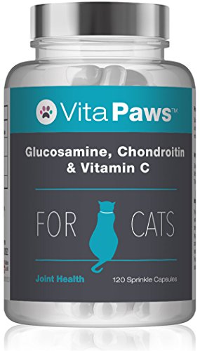 Glucosamina, Condroitina y Vitamina C para Gatos - ¡Bote para 4 meses! - 120 Cápsulas - VitaPaws