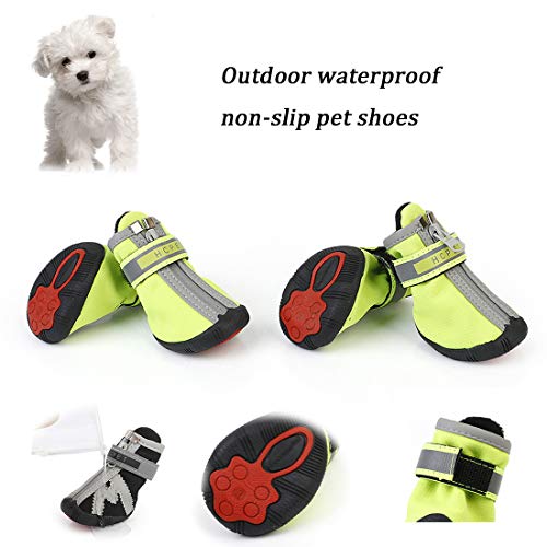 GLZKA Zapatos del Perro de Agua para los Perros pequeños no del resbalón de Perro Botas de la Pata Protector Zapatos del Animal doméstico Wear-Resistant con Reflectante,S