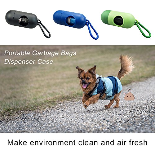 Godyluck Diseño portátil de la cápsula Bolsas de Basura Estuche Pet Dog Poop Holder Dispensador de Basura Box Clean-up Bag Carrier with 15pcs Waste Bags