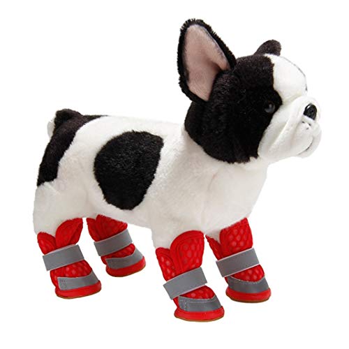 GOWINEU Zapatos para Perros Mascotas Botas Reflectantes para Perros Gato Chihuahua Cachorro Yorkshire Caniche Bichon Pug Bulldog francés Zapatos para Mascotas