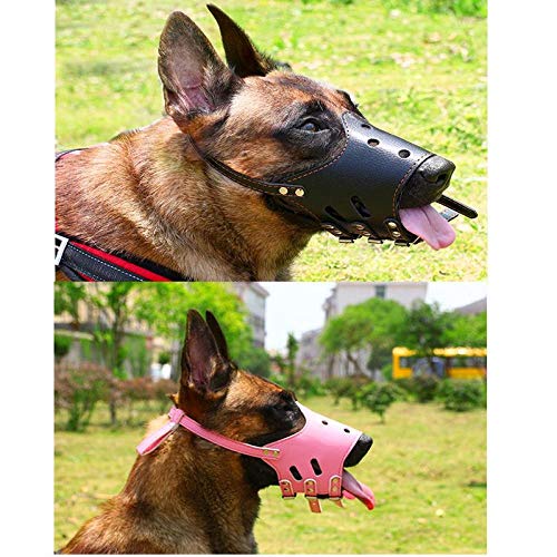 Gulunmun Bozal de Cuero Ajustable para Perros Productos para adiestramiento de Perros Anti-mordidas para Perros pequeños, medianos y Grandes Productos para Mascotas al Aire Libre: Azul, XS