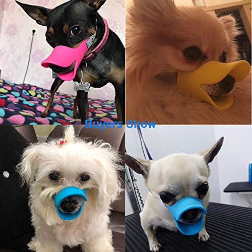 Gulunmun Bozal de Silicona para Perros Máscara de Boca de Pato Linda Bozal Corteza de mordida para Perros pequeños Máscaras Anti-mordida para Perros Mascotas Productos-Azul, M