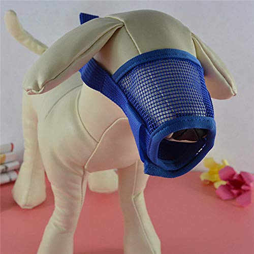 Gulunmun Material de Nylon Suave Máscara bucal para Mascotas Bozal para Cachorros para Perros pequeños y Grandes: Azul, XXL