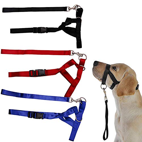 Gulunmun Pet Dog Padded Head Collar Collar de Entrenamiento para Perros Halter Deja de Tirar de la Herramienta de Entrenamiento-Azul, L