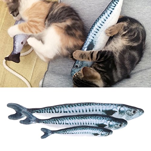 Gwxevce 3D Soft Pet Cat Felpa Simulación Pescado Relleno Menta Gatito Interactivo Juguete para Masticar Juguete para Gatos