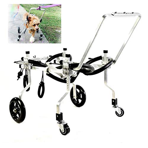 GZX-Dog 2-6KG Silla De Ruedas para Perro Aleación De Aluminio 4 Ruedas Fácil Ensamble para Rehabilitación De Piernas para Perros Pequeños con Minusvalía