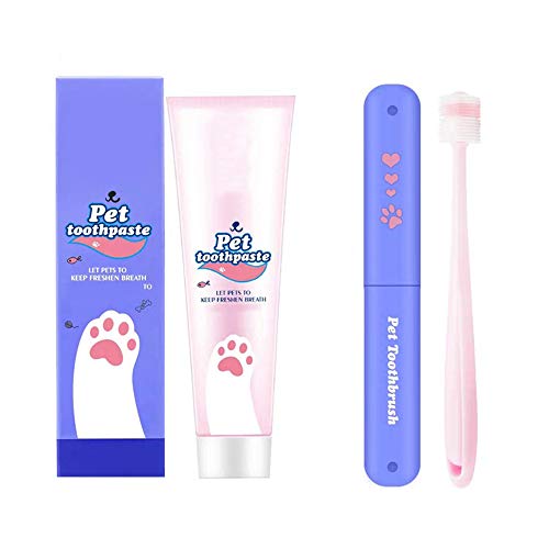 H&1 Kit Dental de Cuidado bucal para Mascotas con 1 Pasta de Dientes y 1 Cepillo, removedor bucal de Limpieza Boca Mal Aliento para Gatos y Perros