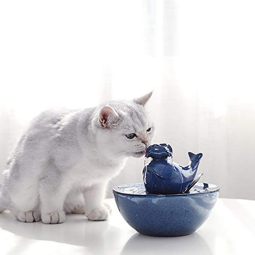 HAODEE Fuente de Agua para Gatos, dispensador de Agua para Mascotas, Fuente de Agua de cerámica para Gatos, dispensador de Agua eléctrico silencioso para Mascotas 10