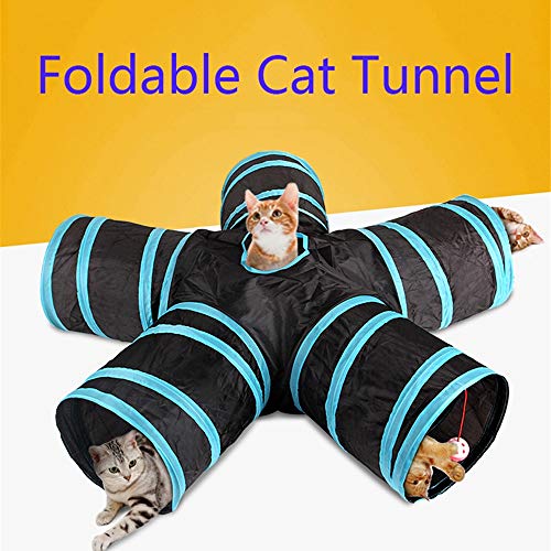 HDMY Túnel de Gato 5 Tubos Túnel Plegable Juguetes para Mascotas con una Bolsa de Transporte, para Cat Puppy Kitty Kitten Rabbit