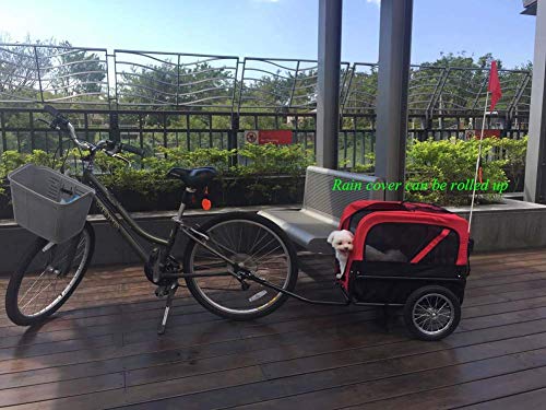 HJTLK Remolque de Bicicleta para Perros liviano y aireado 2 en 1: portabicicletas para Perros y Gatitos - Plegable - Disfrute de Viajes con su Mascota