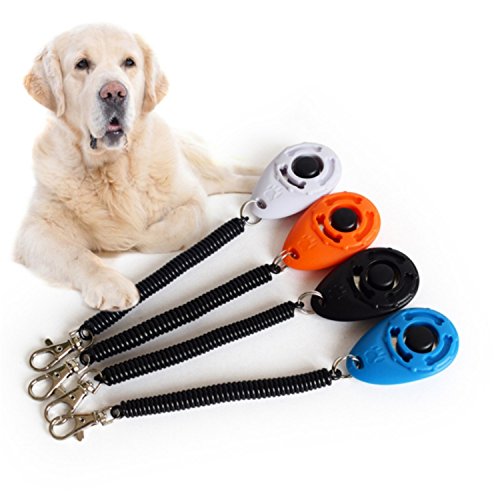 HMILYDYK Juego de 4 botones para perro, gato y loro, color naranja + negro + azul + blanco