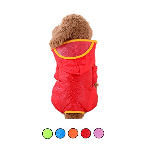HongYH Cachorro de perros mascota traje impermeable al aire libre de cuatro patas con capucha elástico ajustable ropa para perros medianos (5 colores)