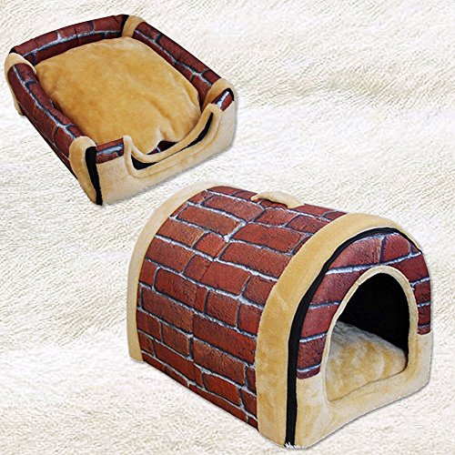 Horing Cozy - Caseta 2 en 1 para cachorros con cojines extraíbles, portátil, plegable