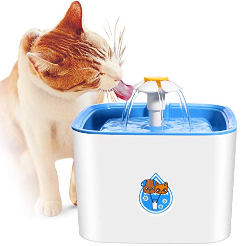 HOSPORT Fuente de agua de Flower Cat, 2.5L, Transformación multimodo, Sin ruido, Fuente de agua eléctrica automática para mascotas con cuatro filtros, ideal para gatos, perros, aves, animales pequeños