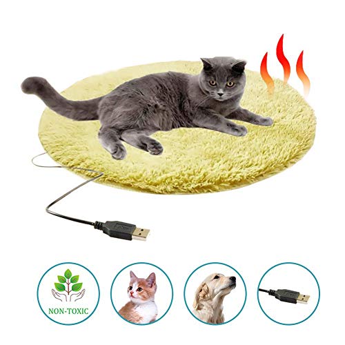 iBàste 40cm40cm 1cm Almohadilla Térmica para Mascotas Calefacción USB Cojín de Felpa Adecuado para Viajes o Hogar para Gatos y Perros Manta Eléctrica para Perros