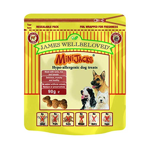 James Wellbeloved - Snacks mini hipoalergénicos de cordero para perros (90g) (Puede Variar)